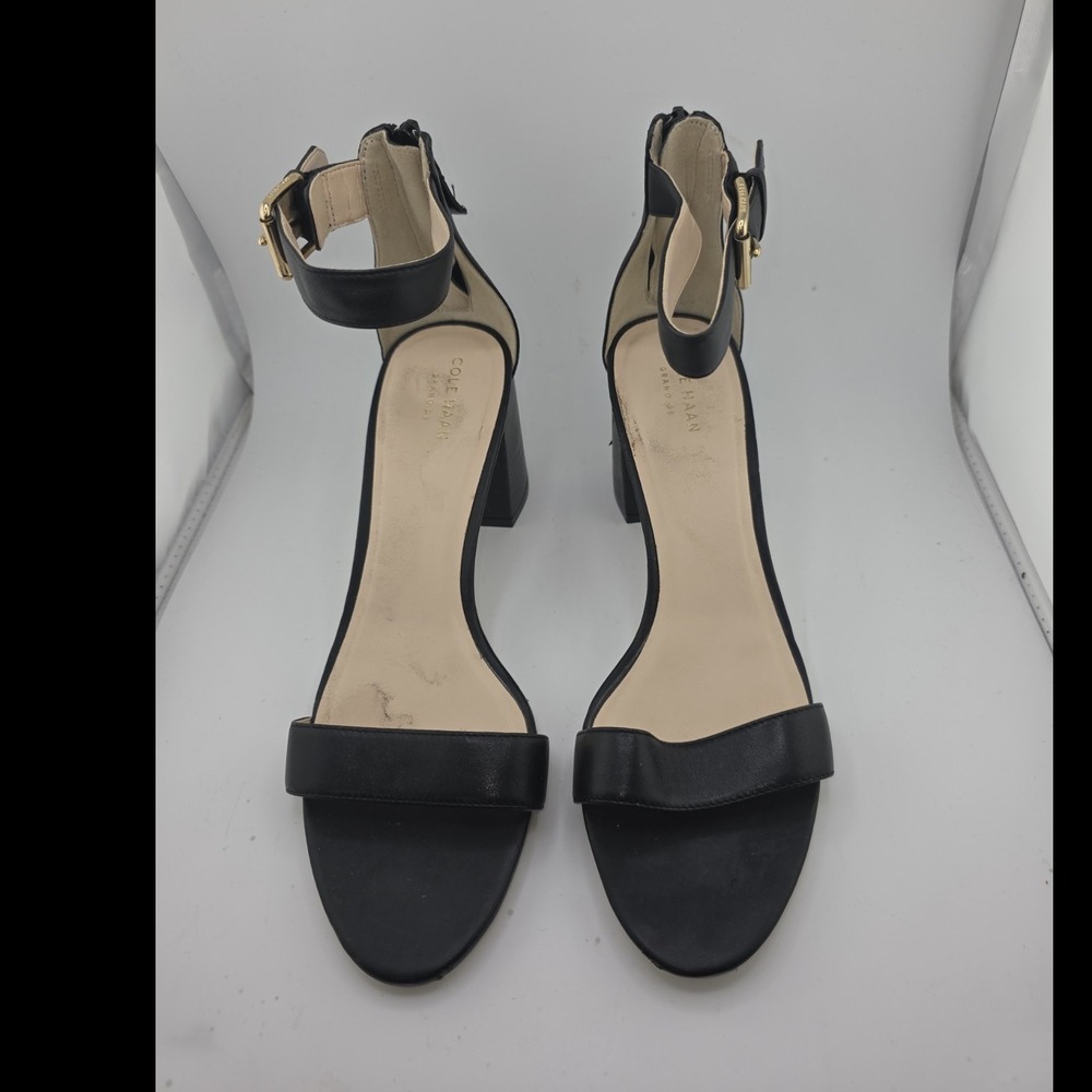 Cole Haan Women's Black Ankle Strap Block Heel Sandals Size 9.5B